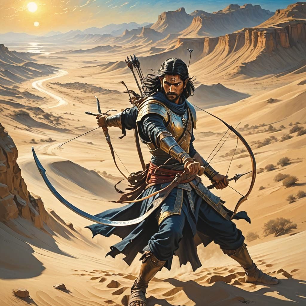 Samurai Warrior Escapes Slavers: Fantasy Oil Painting