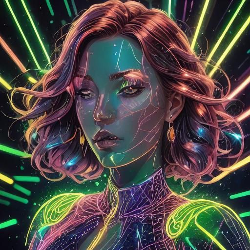 Neon Noir Portrait of a Fiery Redhead