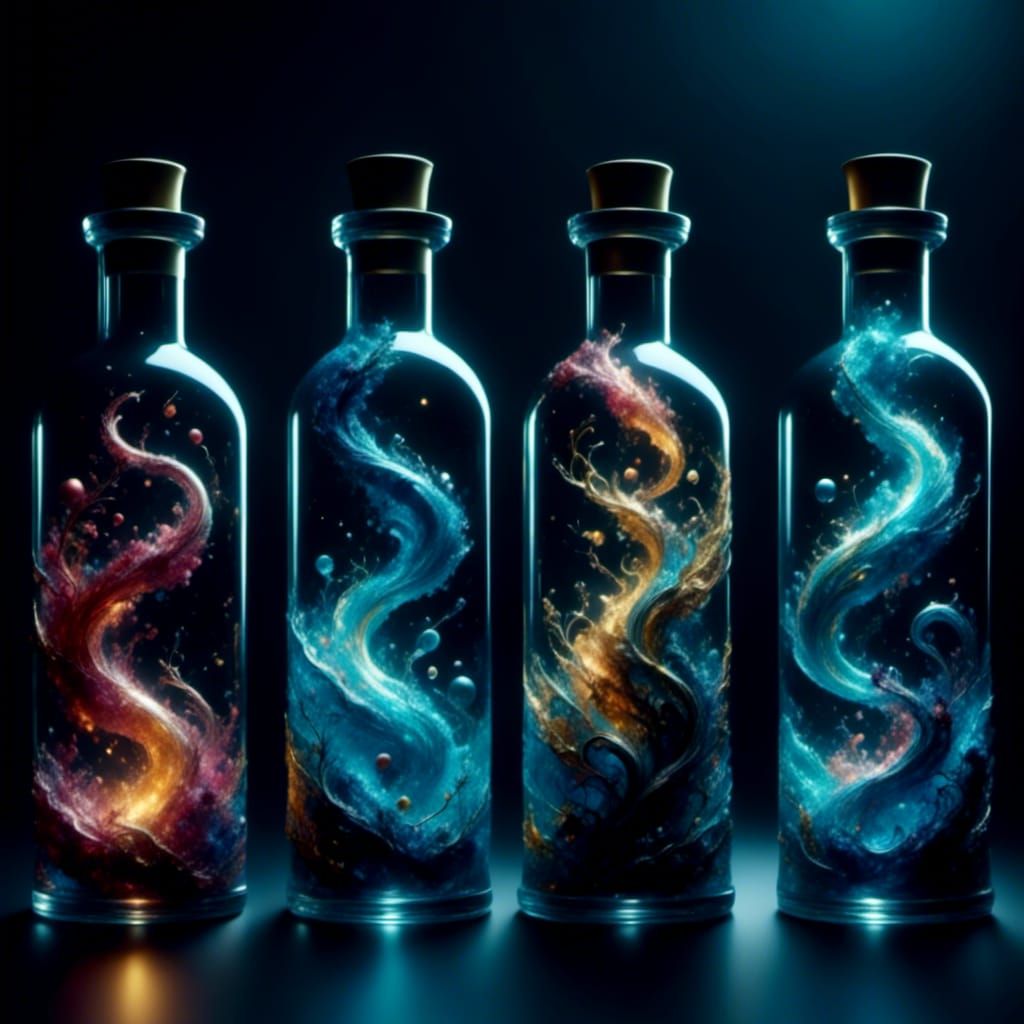 Elemental Spirits Trapped in Bottles: Cinematic CGI