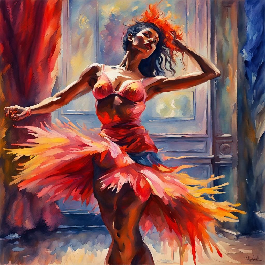 Private Dancer as Impressionist Gouache Painting