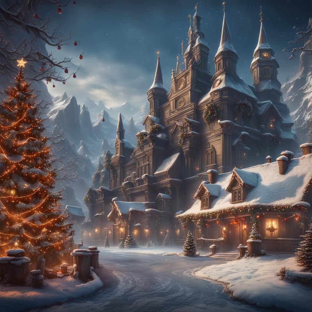 Detailed Matte Painting of a Perfect Christmas