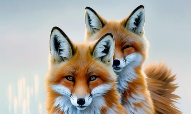 Cute Magical Fox Family Portrait in Detailed Digital Art