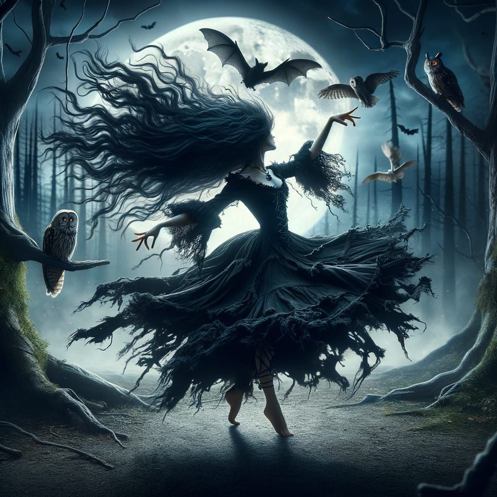 Moonlit Fairy Dance in a Dark Forest