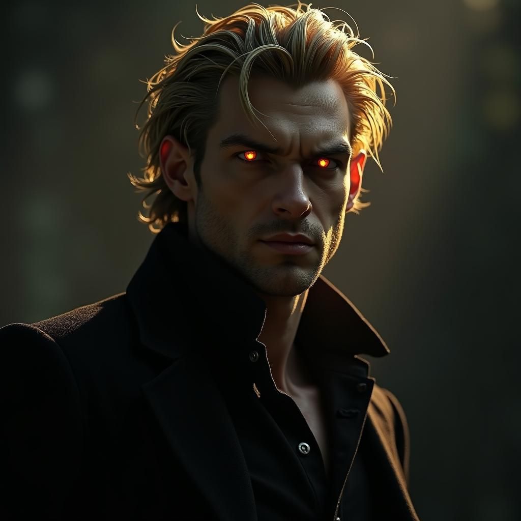 Captivating Vampire with Piercing Gold Eyes in Fantasy Art