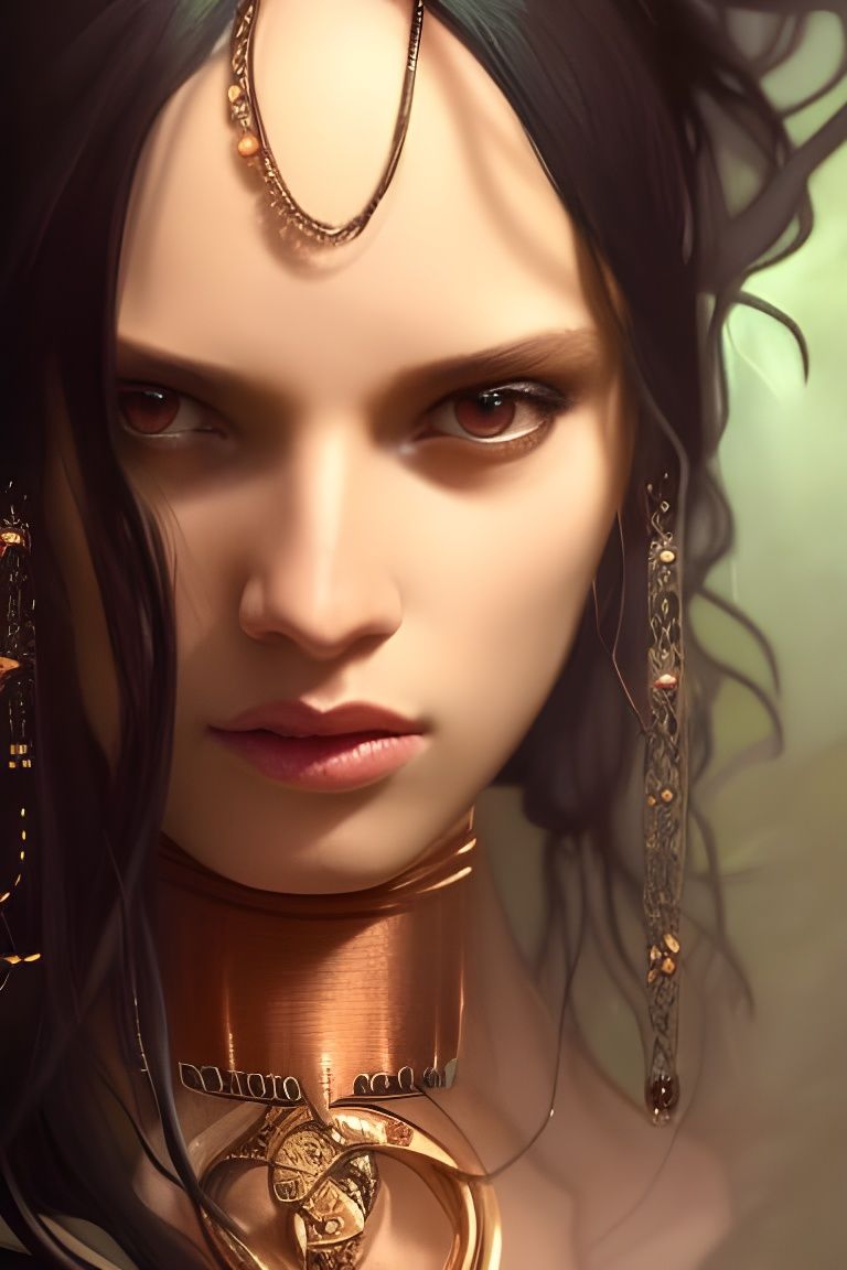 Exotic Woman in Chains: Hyperdetailed Fantasy Portrait