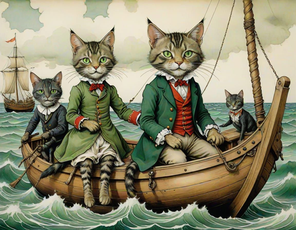 Victorian Cat's Surreal Sailing Adventure