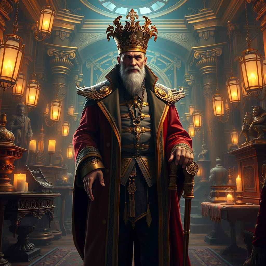 Luxurious Patron in Opulent Chamber