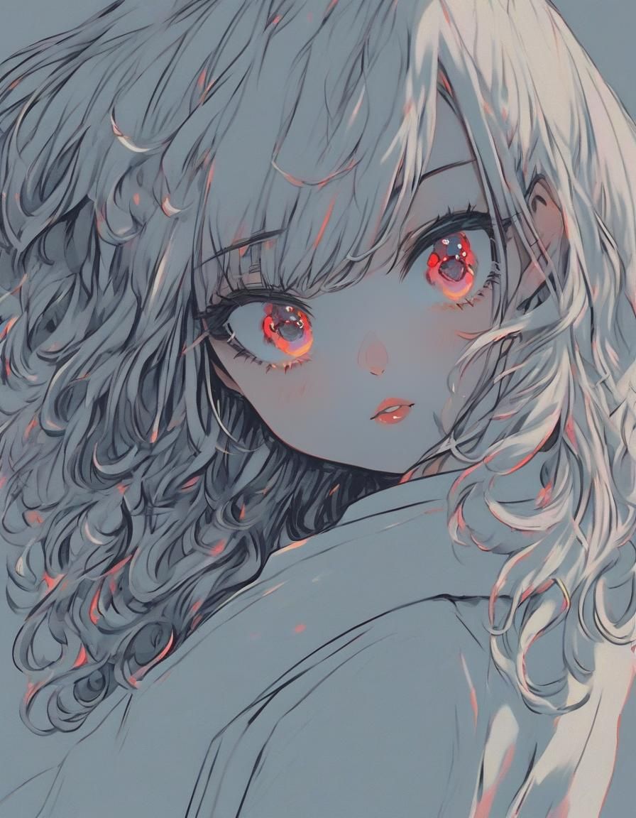 Illustration of a Cute Teen Girl with Curly Hair