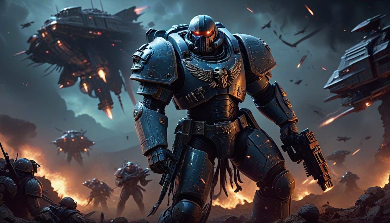 Space Marine Commander Stands United Against Alien Menace in...