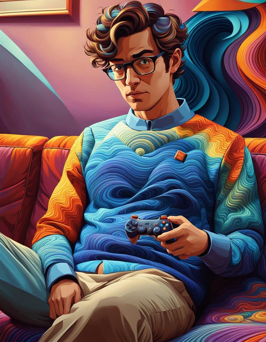 Gamer in Neo-Impressionist Expressionist Style