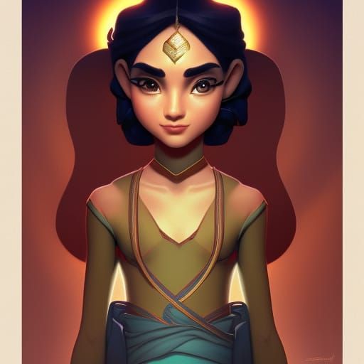 Dramatic Figure in Warm Colors, Digital Art