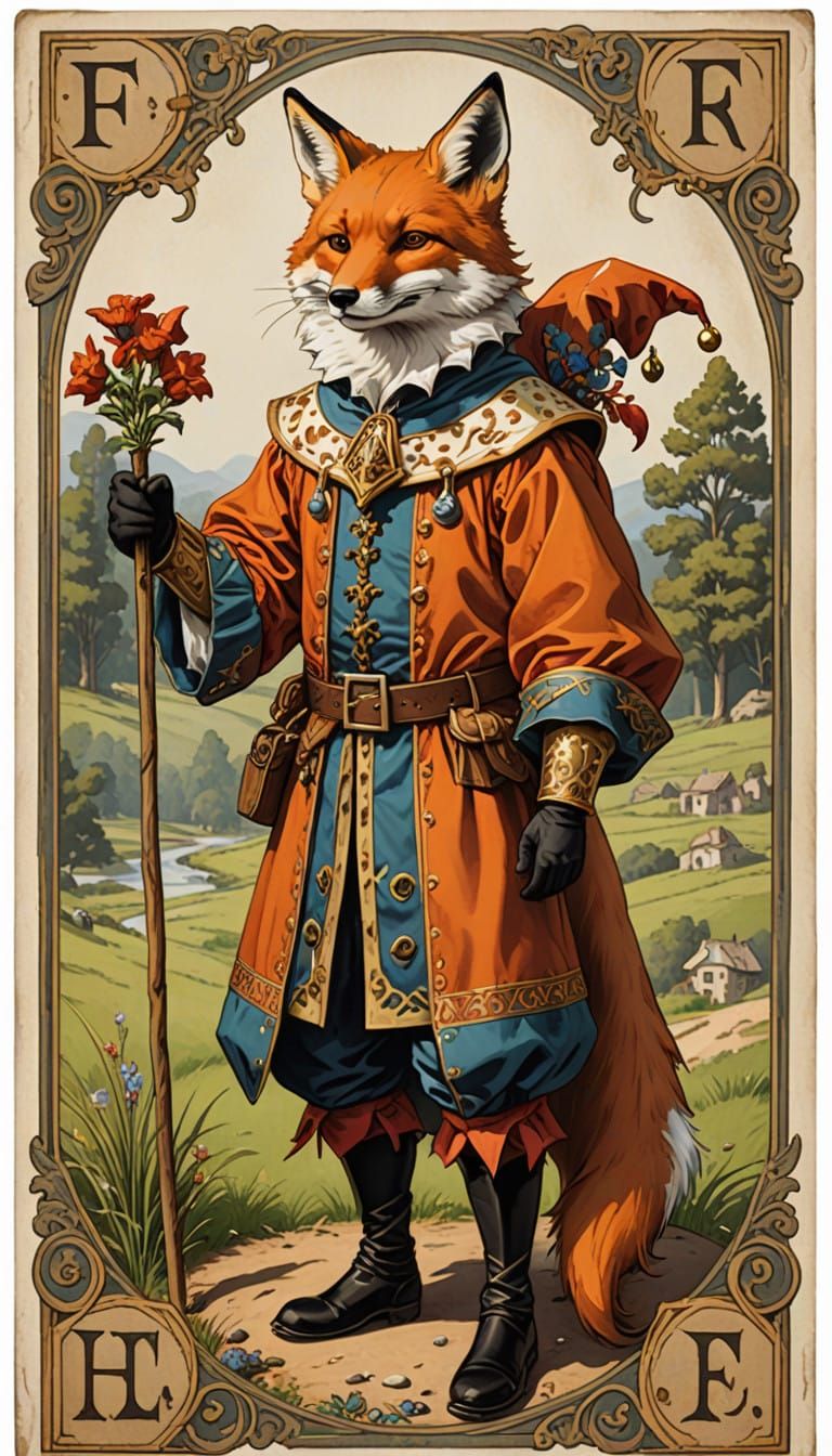Mischief Fox in Jester Attire
