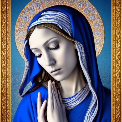 Virgin Mary with Golden Crown, Digital Illustration