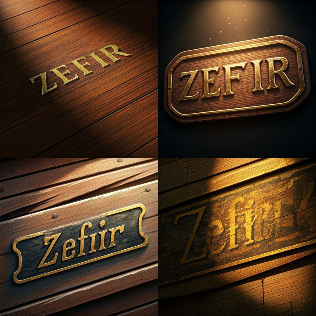 Zefir Ship Name Board - Gold and Black Wood