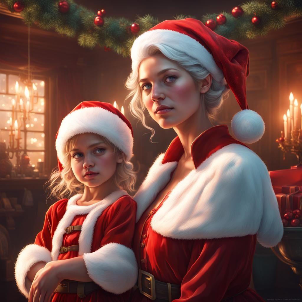 Festive Christmas Portrait in Digital Art Style