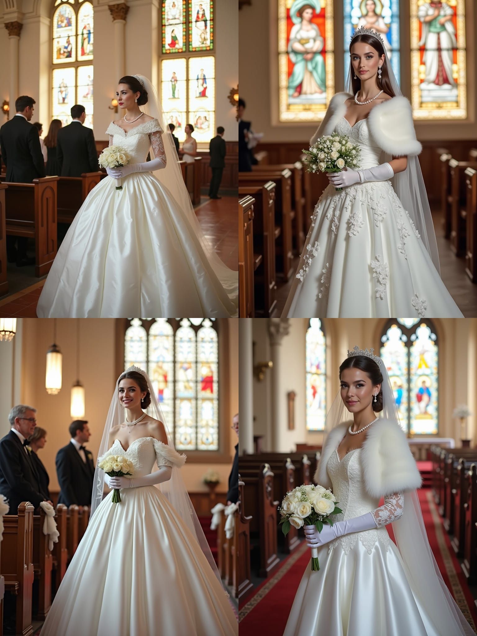 Bride in Resplendent White Wedding Dress