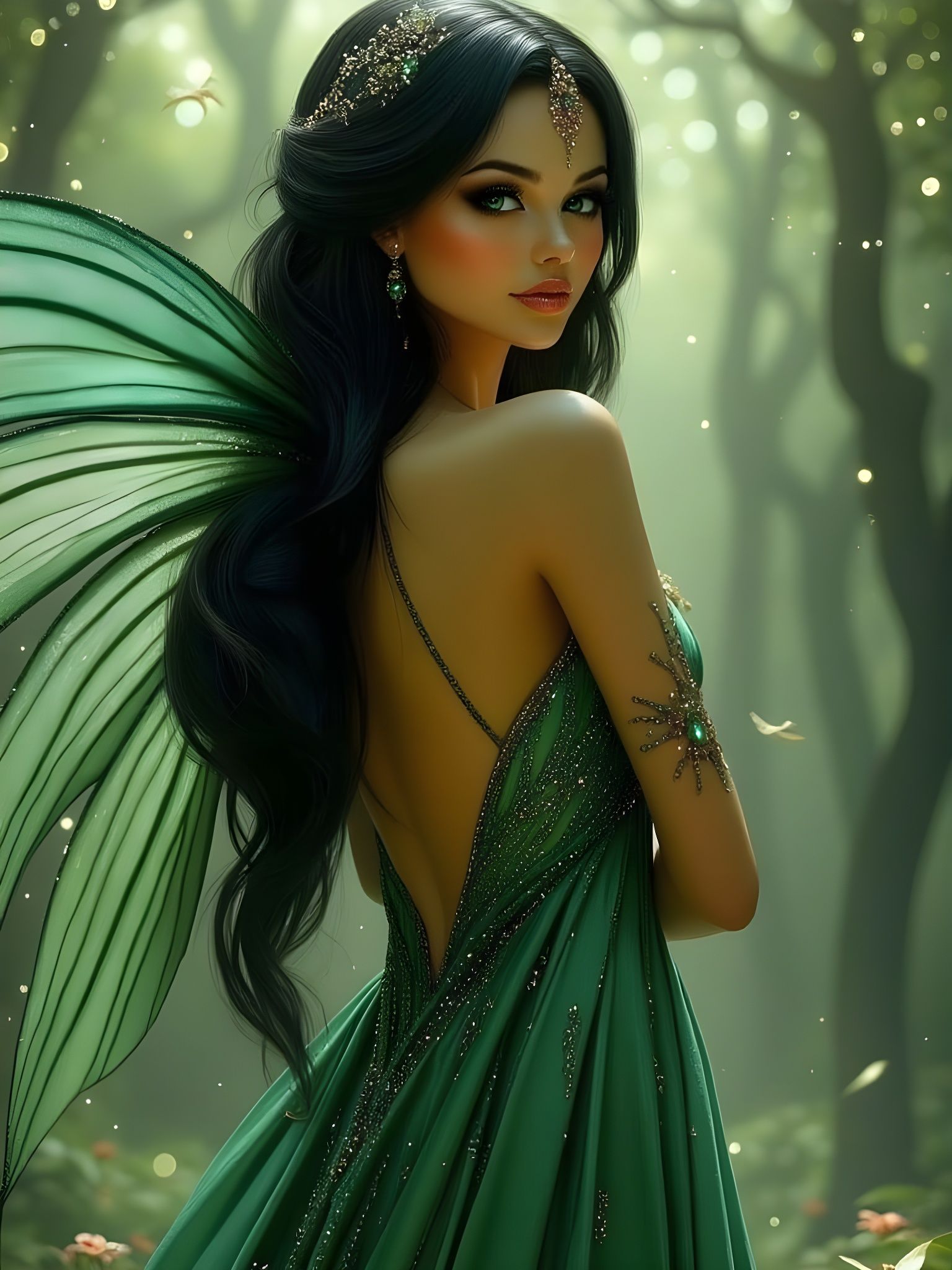 Ethereal Faerie Queen in Vibrant Hyperealistic Portrait