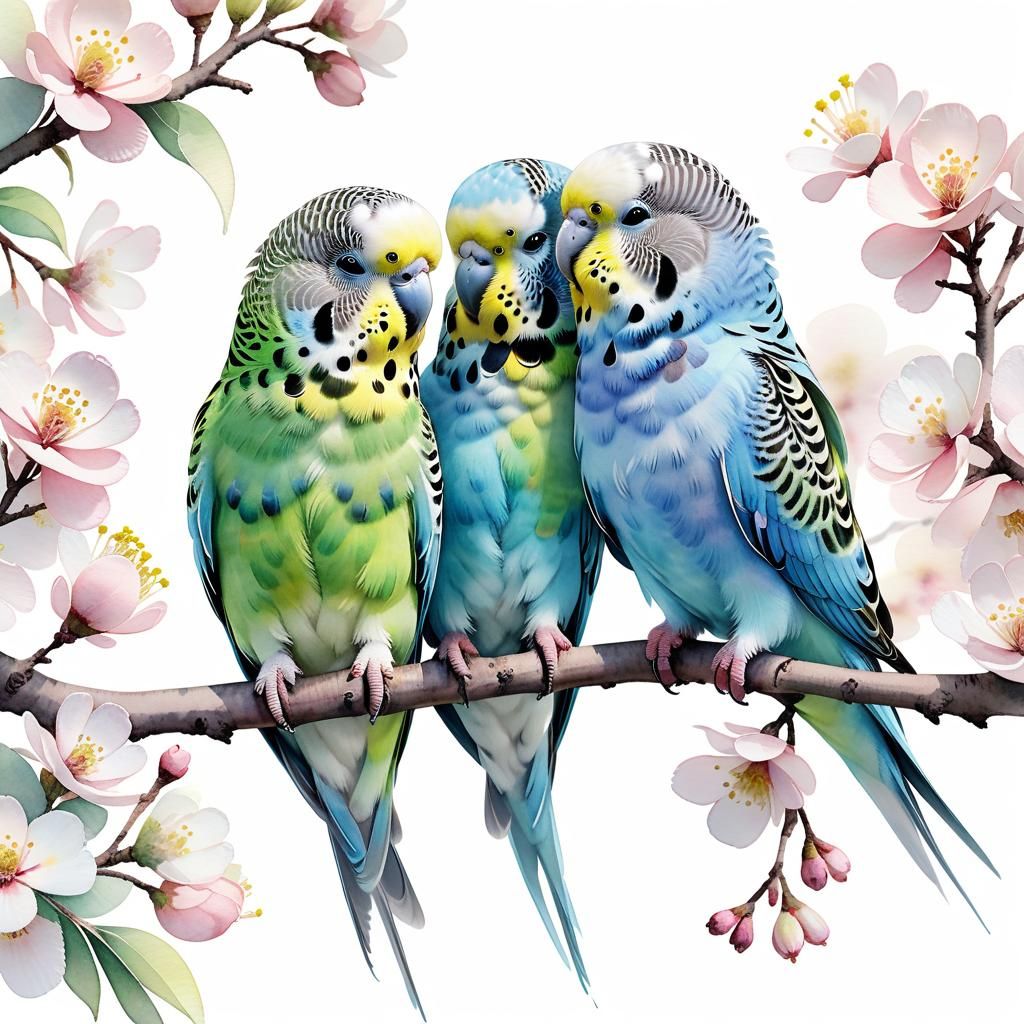 Budgies in Watercolour
