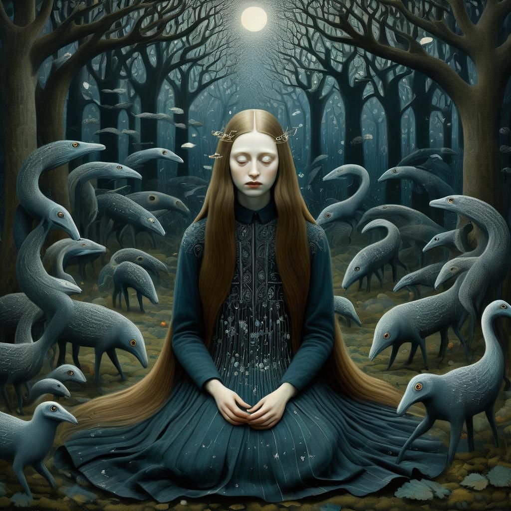 Glowing Bio Art Collage of Mythical Creatures