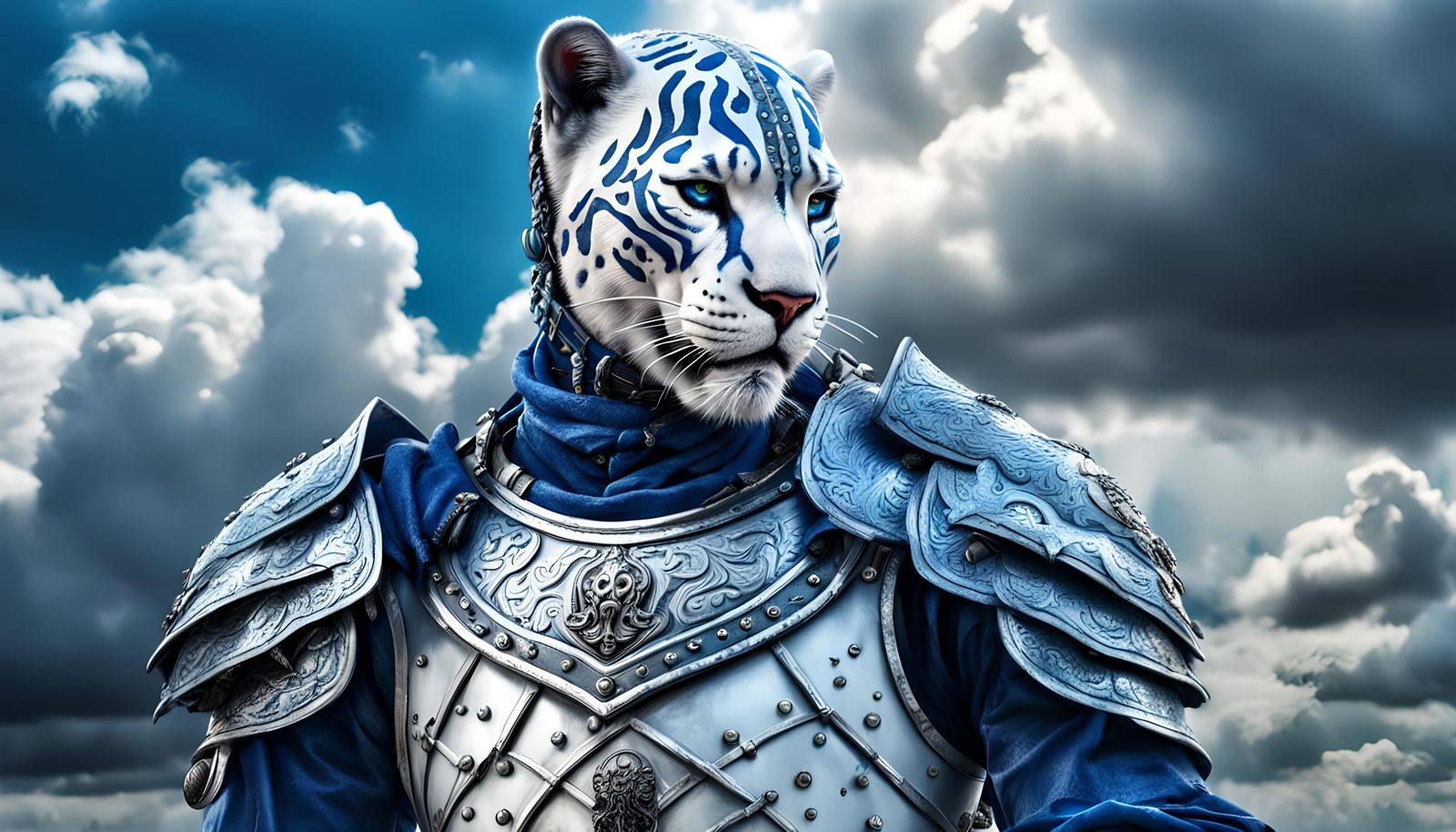 Wounded White Panther Warrior in Armor