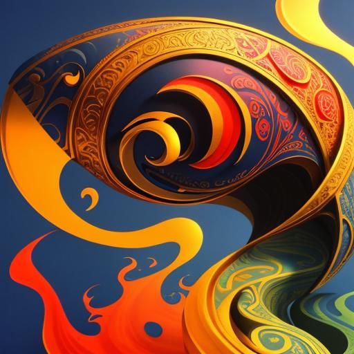 Elaborate Calligraphic Design in Vivid 3D