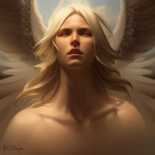 Angelic Titan Portrait in Hyperdetailed Digital Art