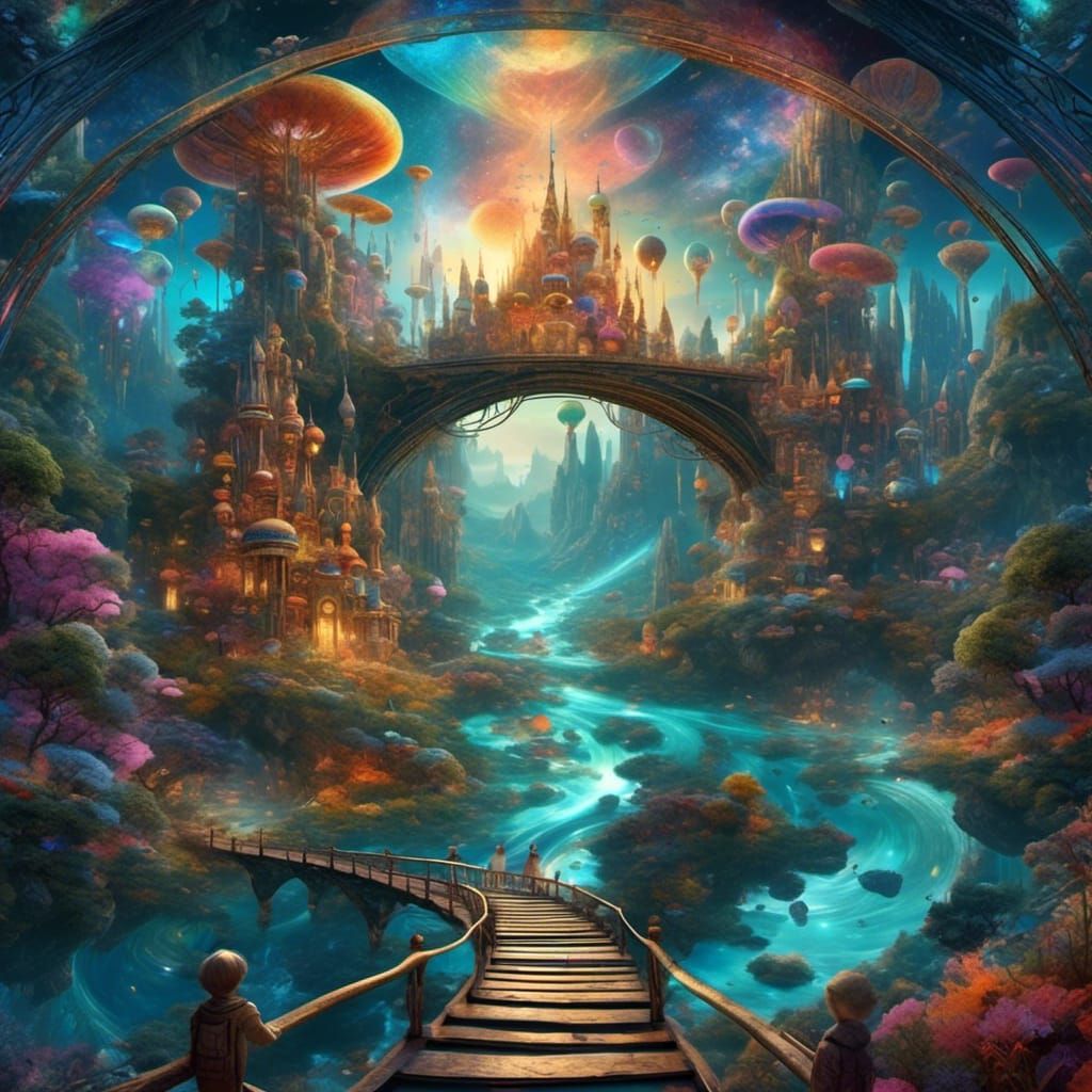 Cosmic Bridge Between Worlds Illustration
