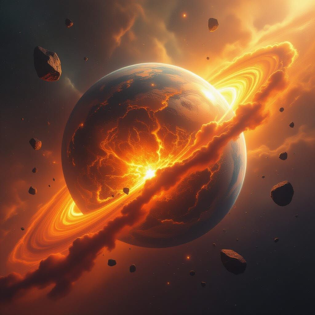 Exploding Planet in a Cataclysmic Space Explosion