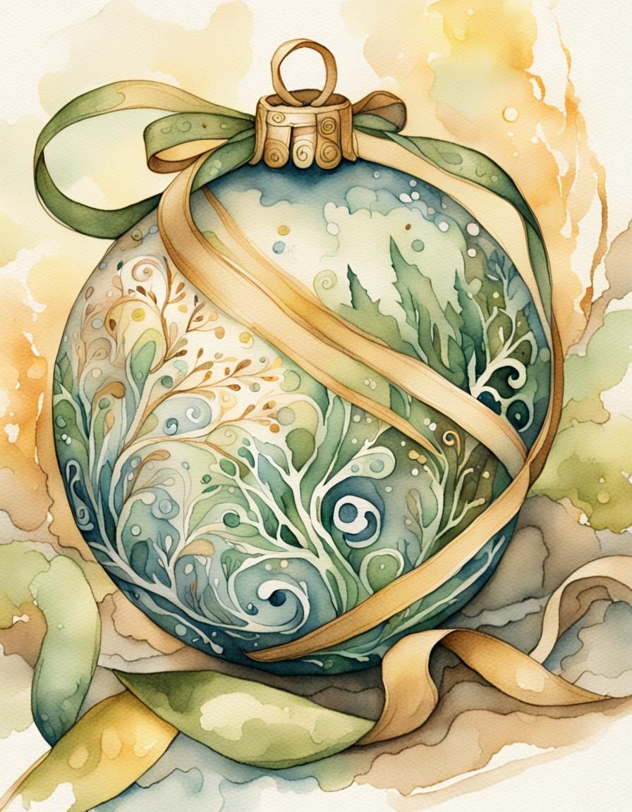 Whimsical Winter Solstice Line Art with Watercolor Textures