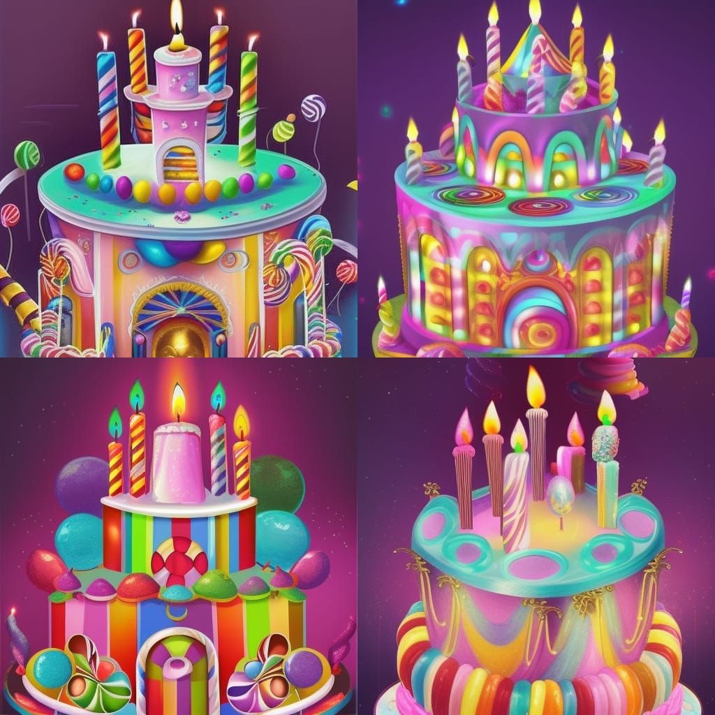 Magnificent Birthday Cake in Candy Art Style