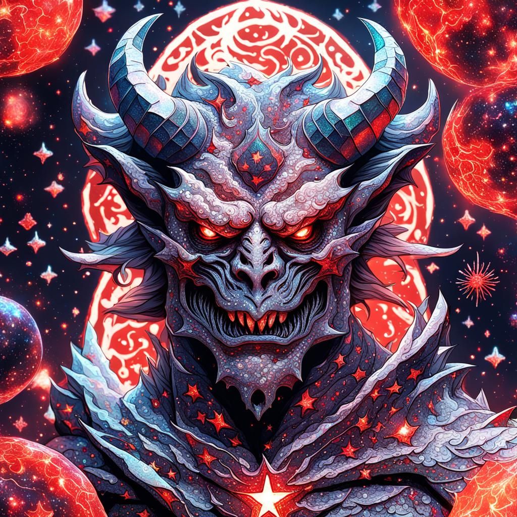 Starred Demon in Mixed Media Style