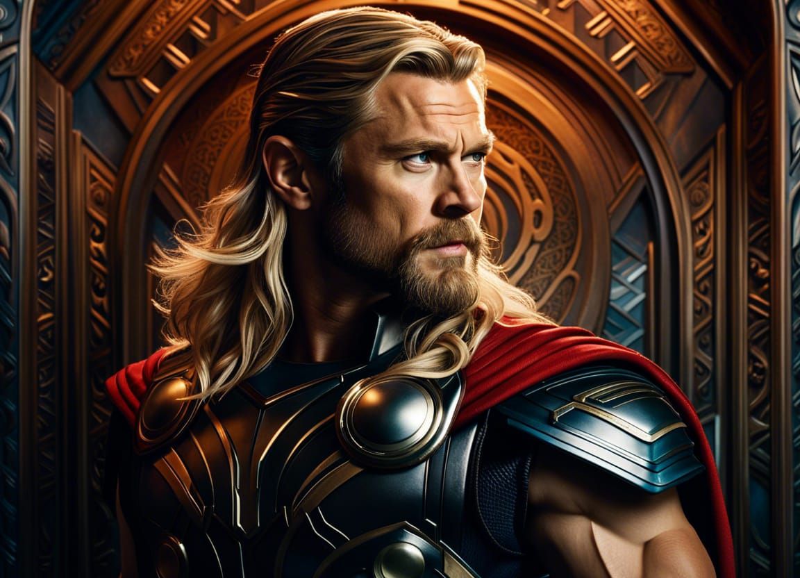 Thor Portrait with Art Nouveau Background