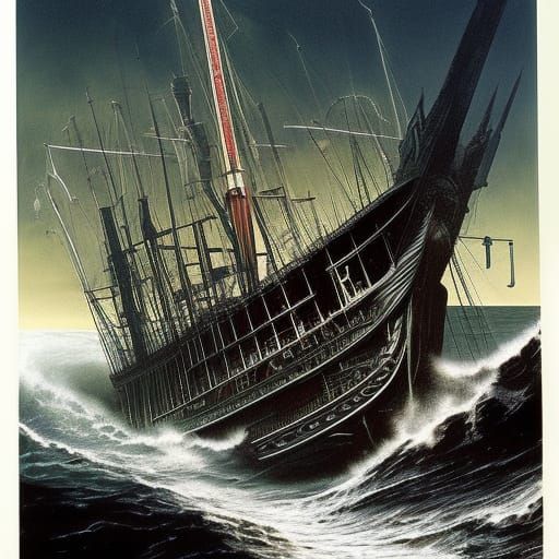 Eerie Harpoon Illustration in Comic Book Style