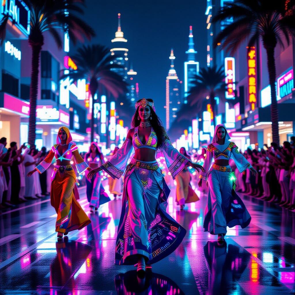 Abu Dhabi Street Parade in Cyberpunk Style