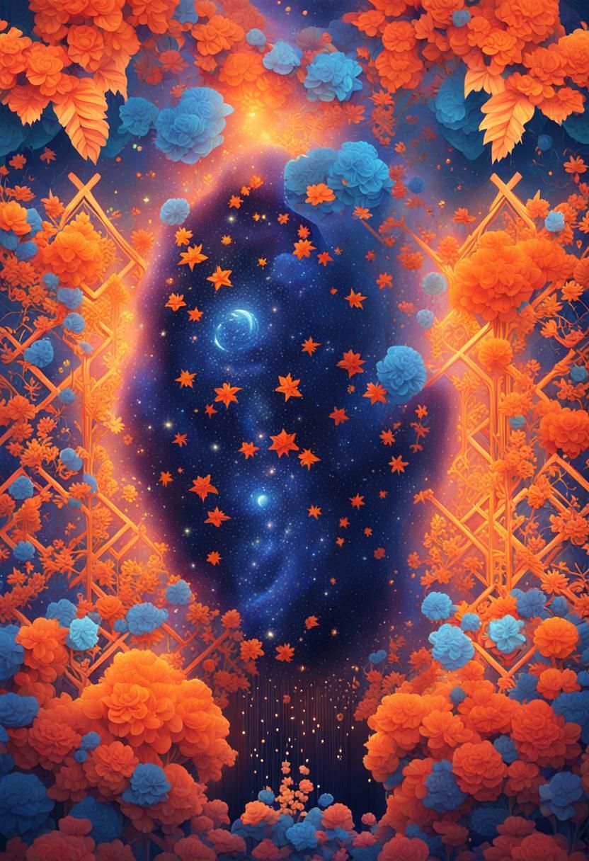 Mystical Being in Dreamlike Floral Geometric Art