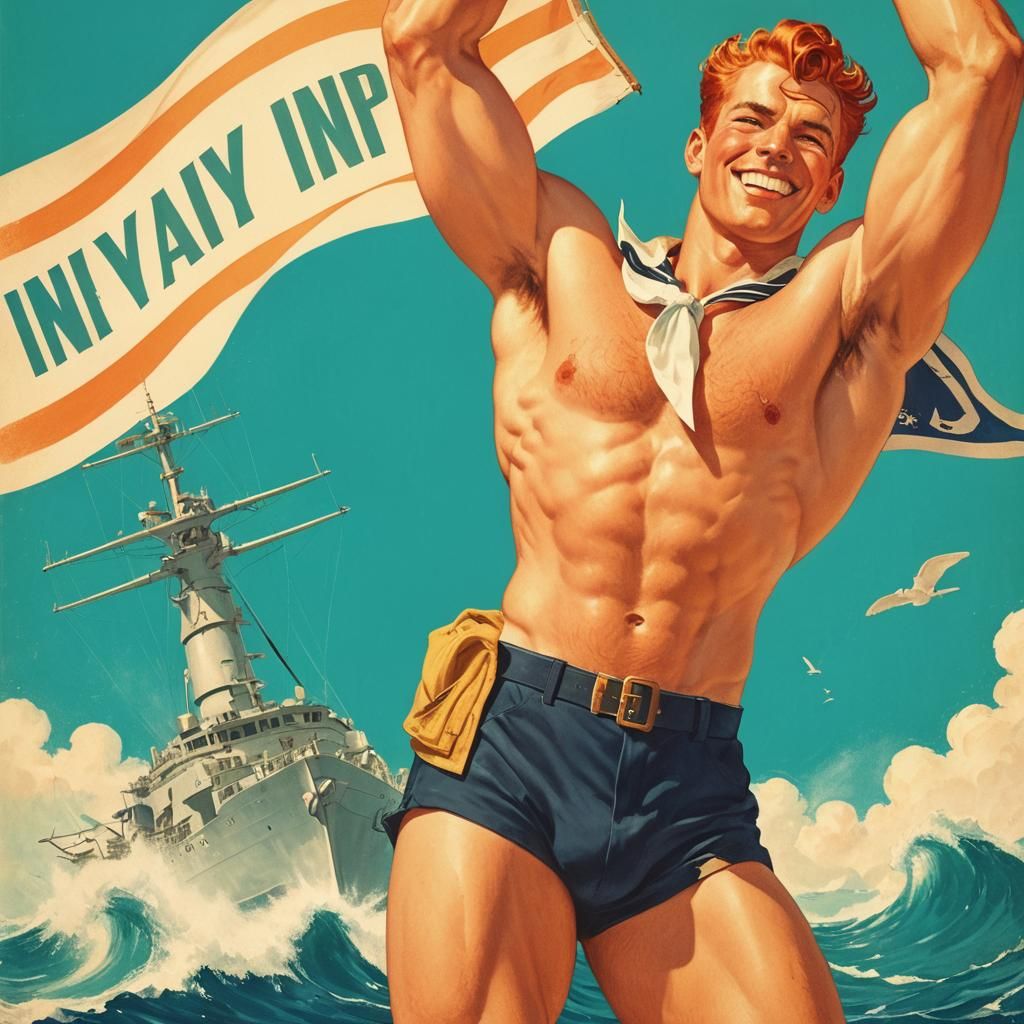 Vintage WW2 Sailor Pin-Up Poster
