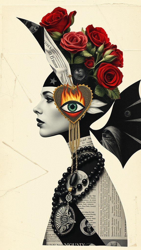 Avant-Garde Photogram of Winged Androgynous Figure