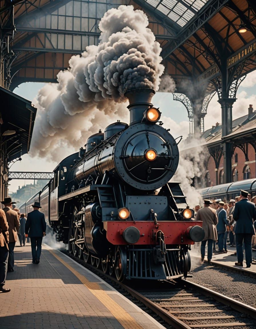 Vintage Train Station in Golden Hour