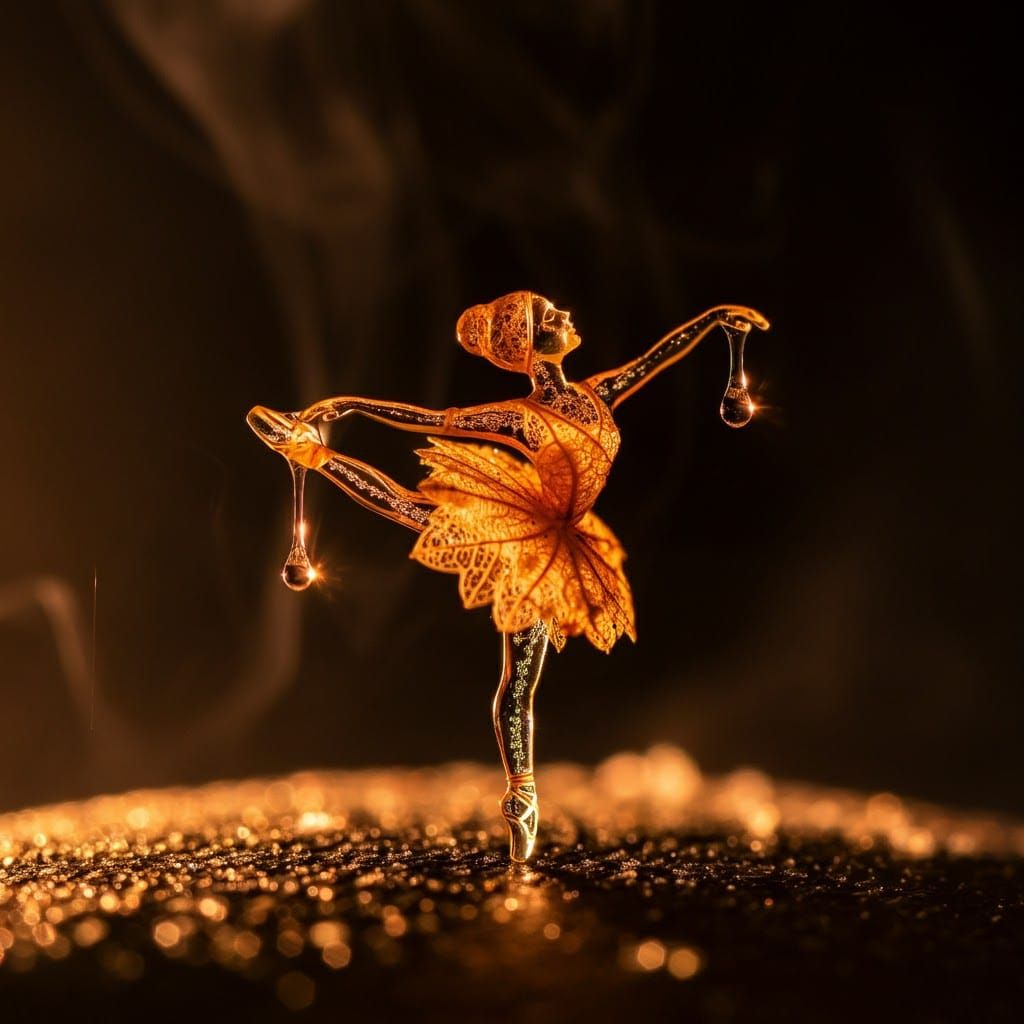 Autumn Leaf Ballerina in Macro with Amber Sparks