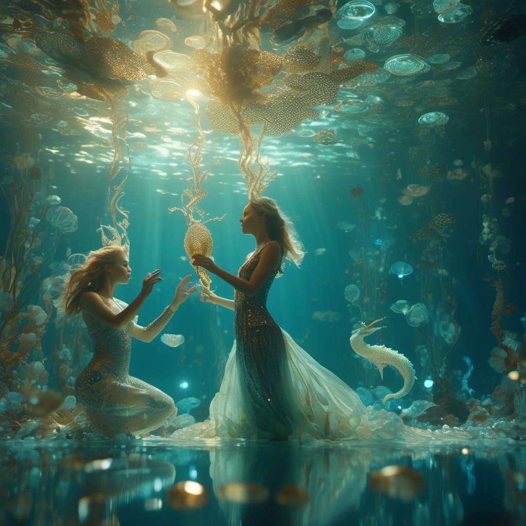 Underwater Ballroom Dance in Cyberpunk Style