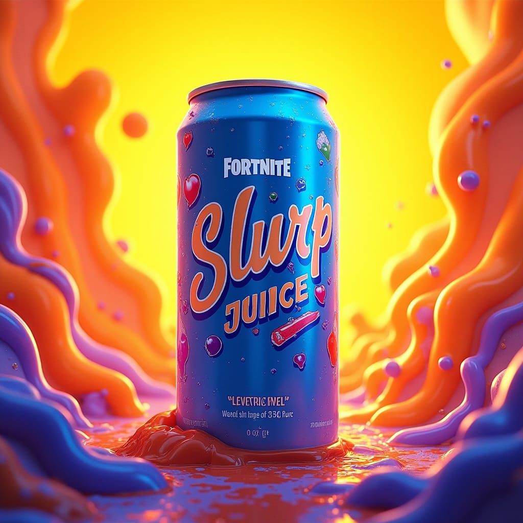 Electric Blue Slurp Juice Can in Pop Art Style