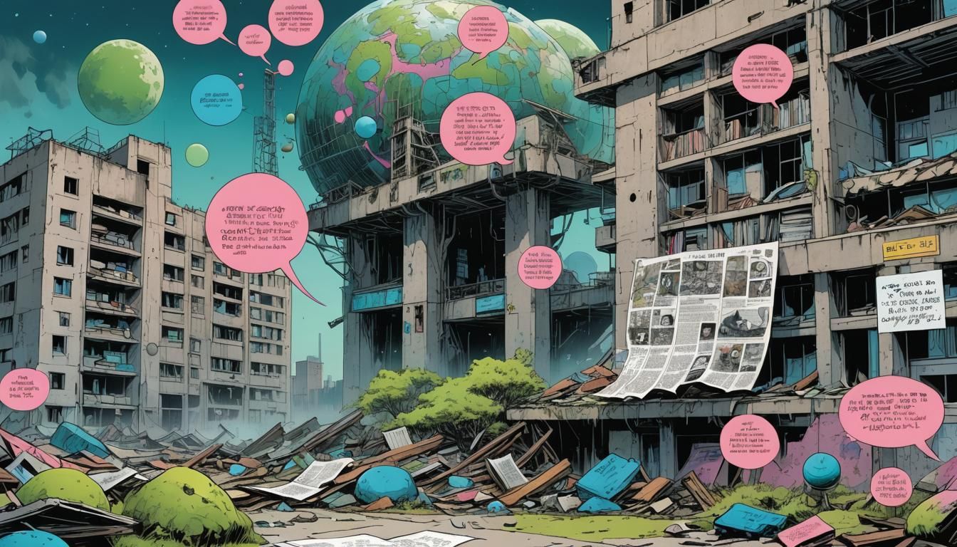 Chernobyl Planets Converse in Polish Comic Style