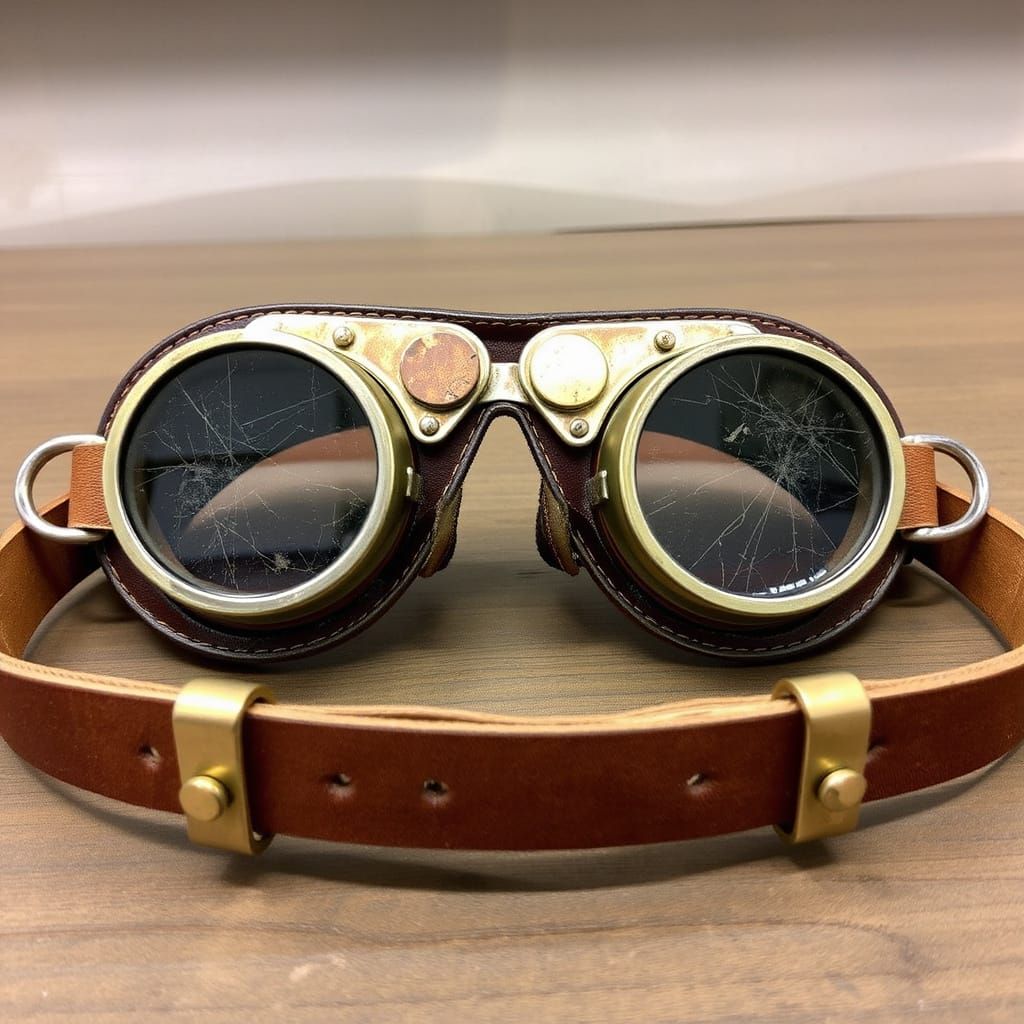 Vintage Aviator Goggles in Leather and Brass