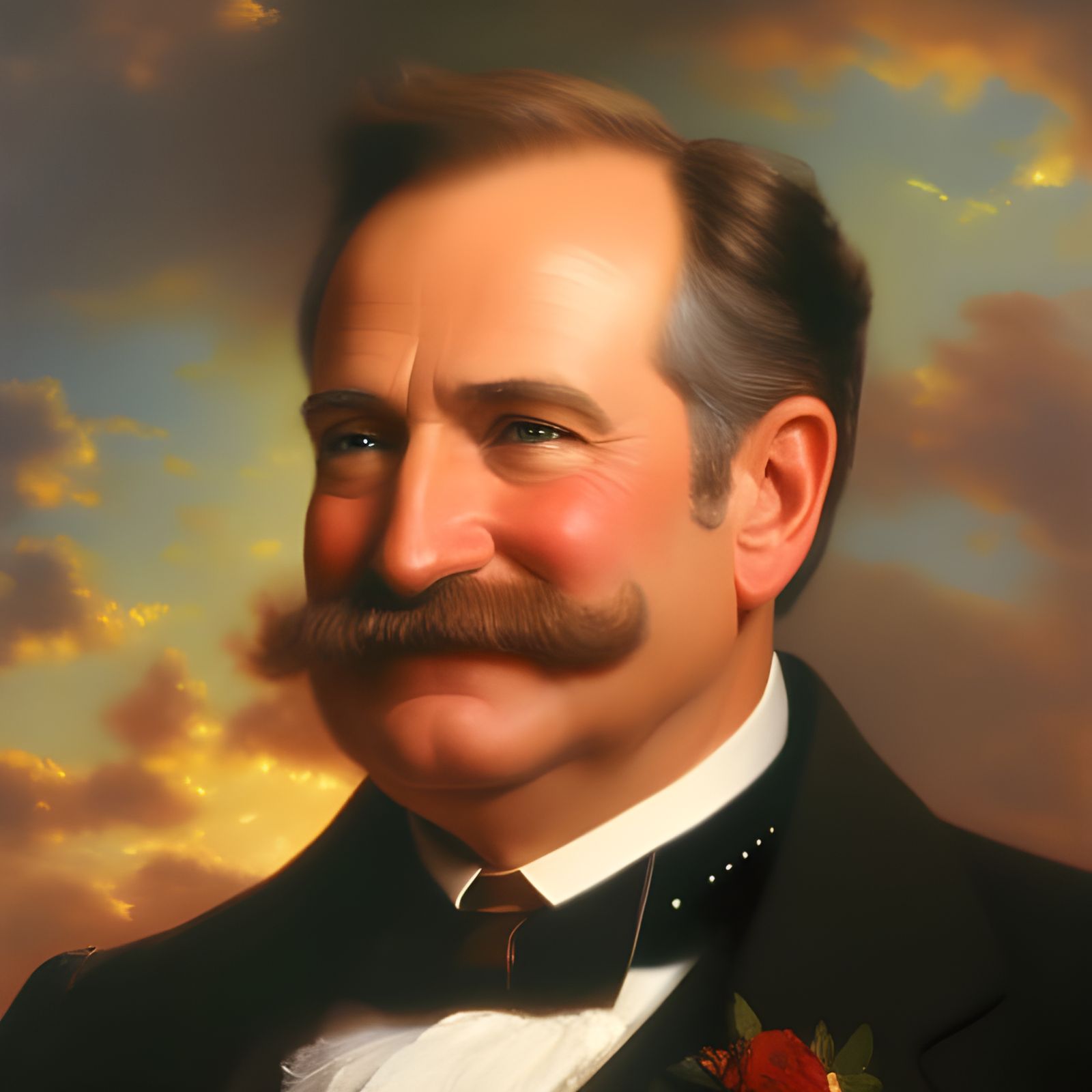 Portrait of Robin Williams with Mustache