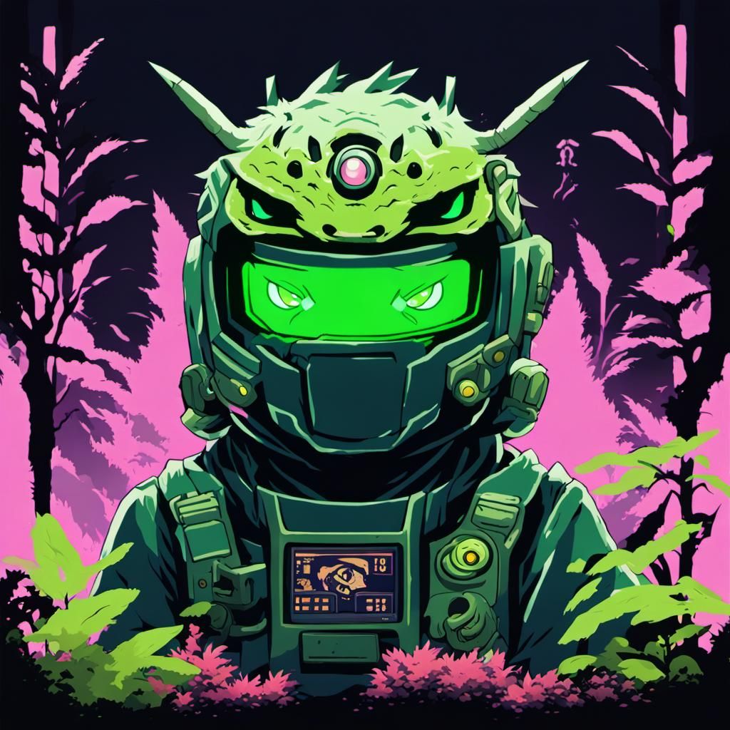 Ninja Monitor Digimon in Light Green and Pink