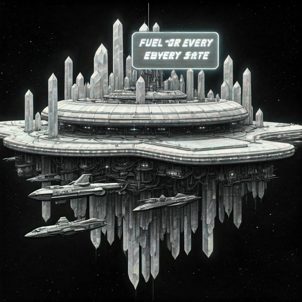 Futuristic Alien Gas Station in Deep Space