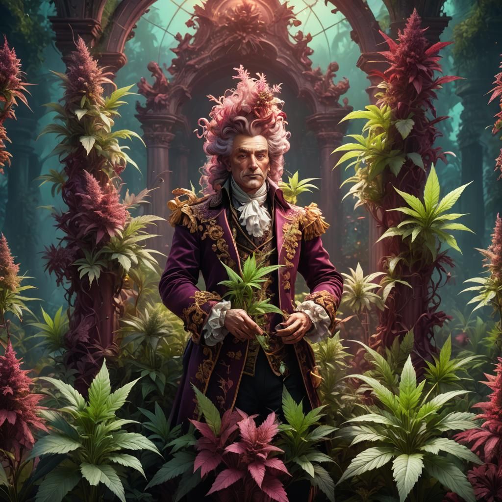 Rococo Marijuana Garden with Vapor and Glowing Lights