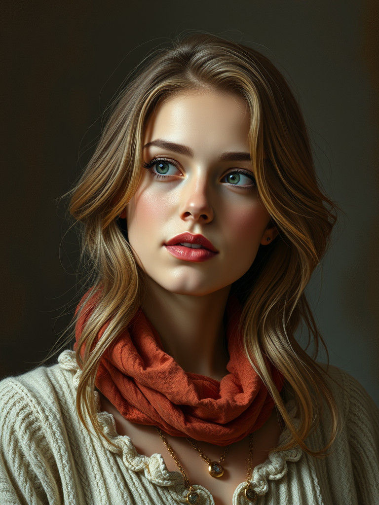 Melancholic Woman with a Gentle Smile