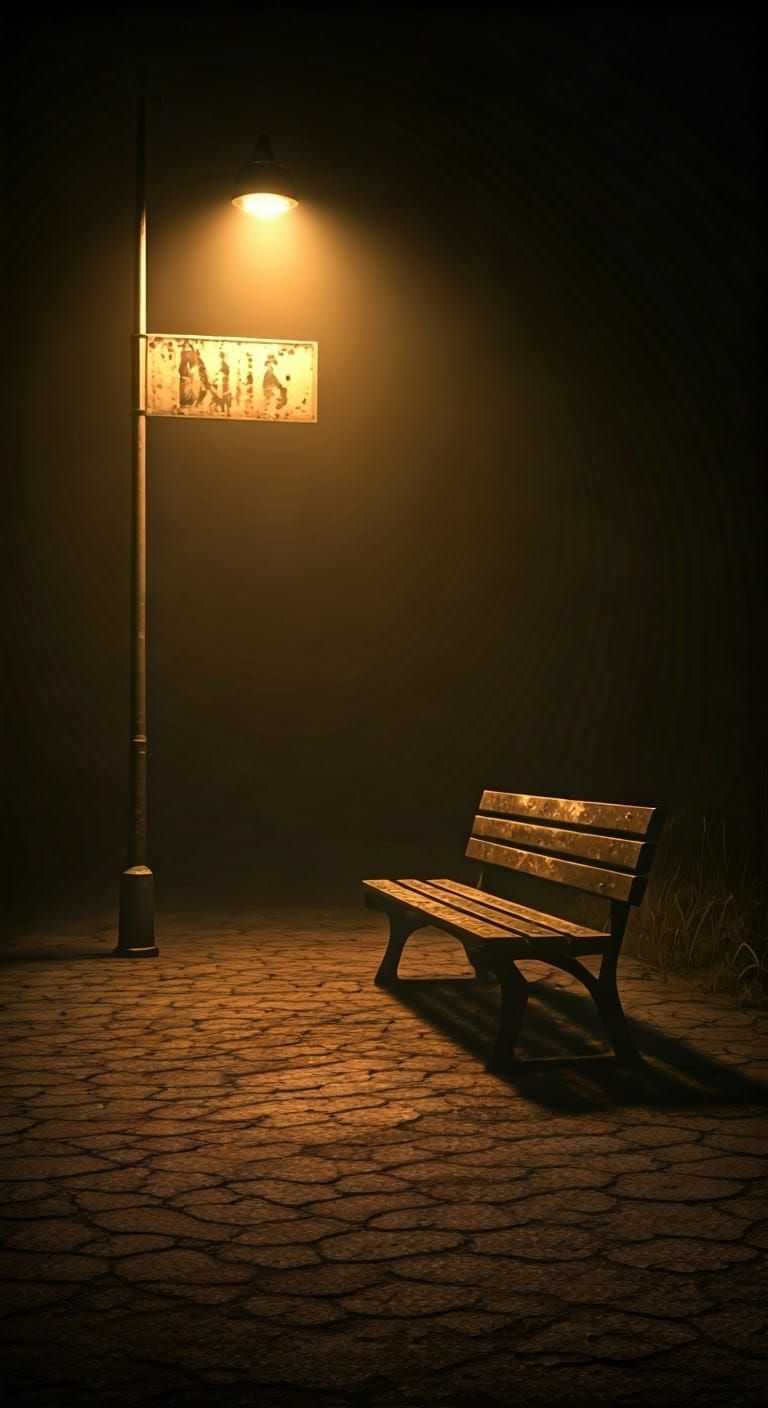 Eerie Bus Stop at Dusk in Surrealist Style