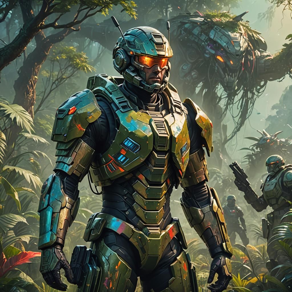 Futuristic Army on Enchanted Island: Splash Art